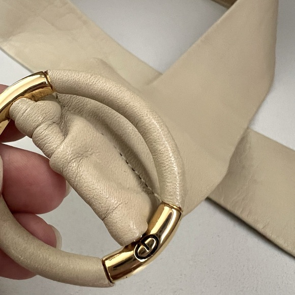 Christian Dior Vintage Leather Belt with Round Buckle Waist Belt Size Small - Picture 9 of 14